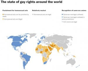State of Gay Rights Worldwide 2016 (Source: Washington Post)