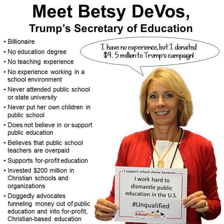 This picture has been doing the social media rounds since the appointment of DeVos.