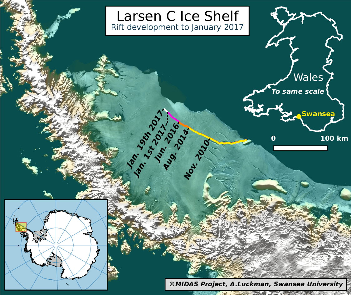 Larsen C rift-map-2017-01-19