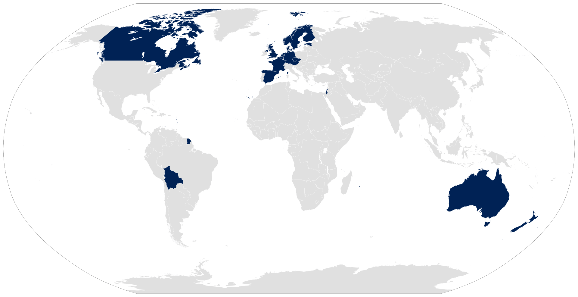 Map of Countries with transgender military service