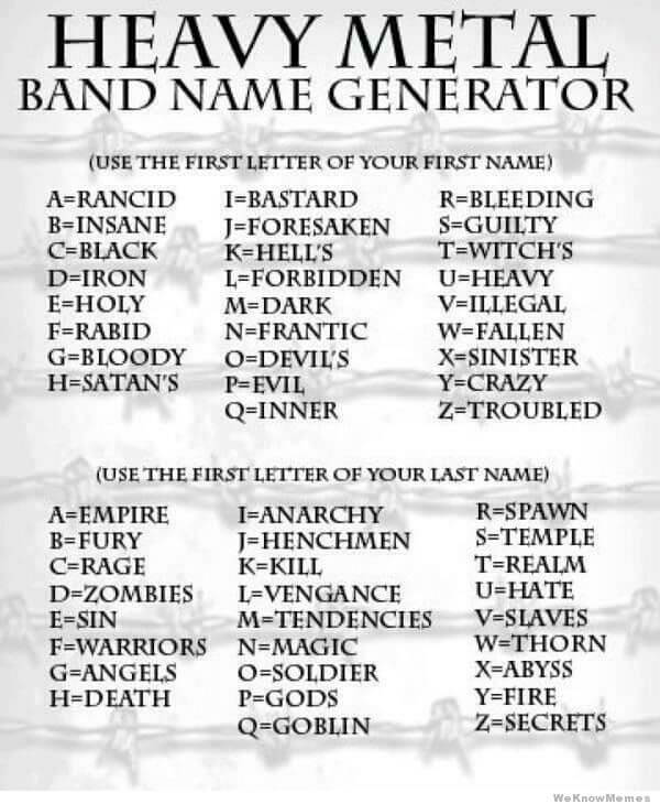 Heavy Metal Band Name Generator