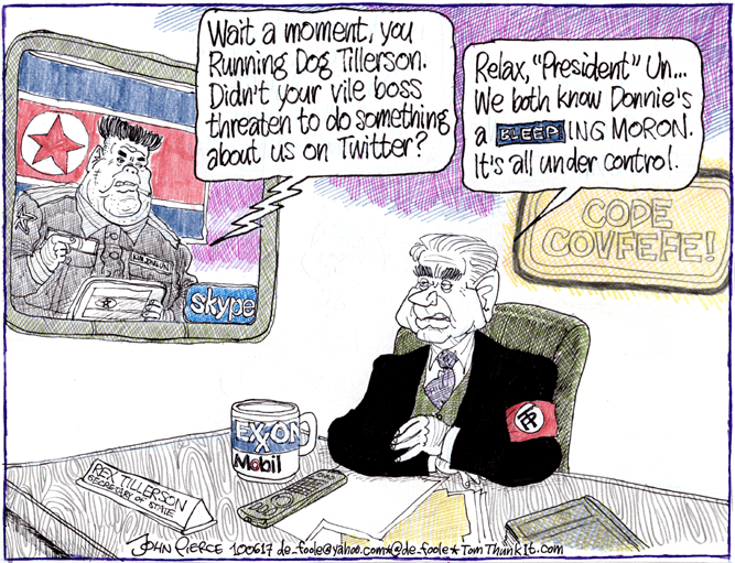 Cartoon: Tillerson negotiating with Kim