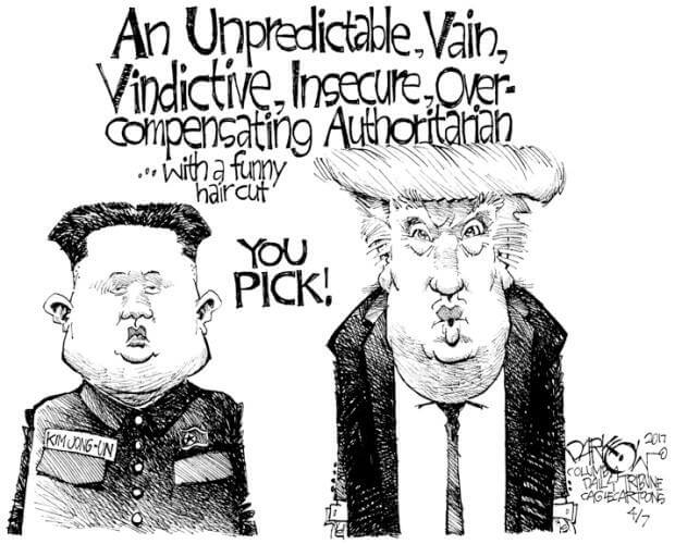 Trump vs Kim cartoon