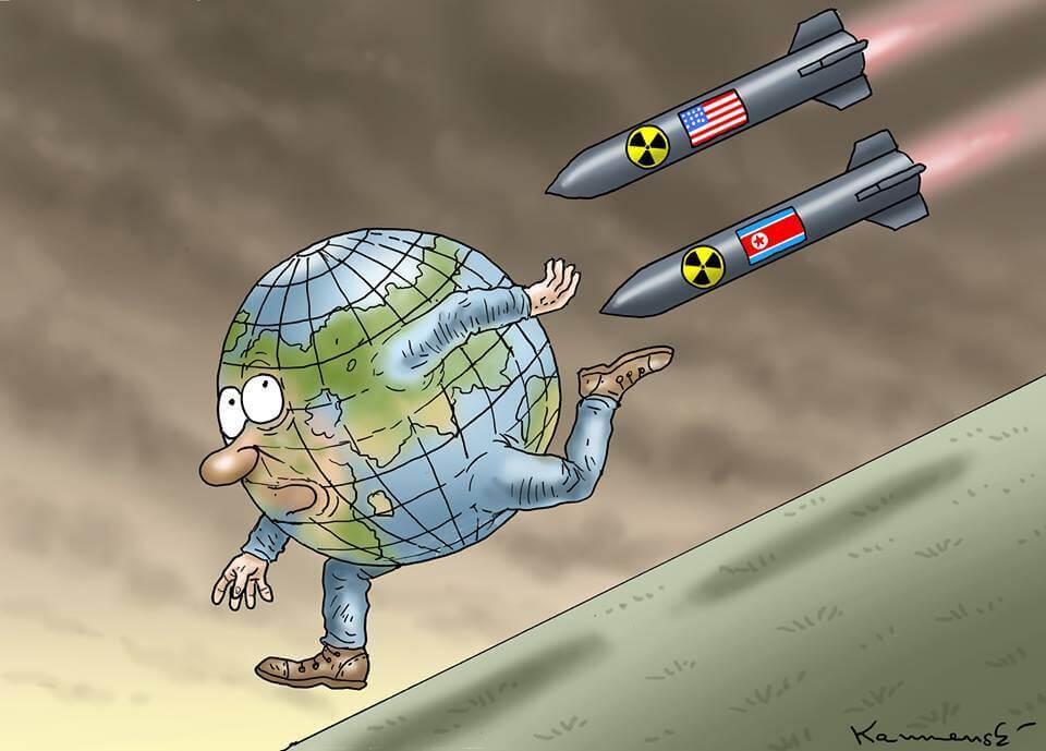 North Korea and USA vs the World cartoon