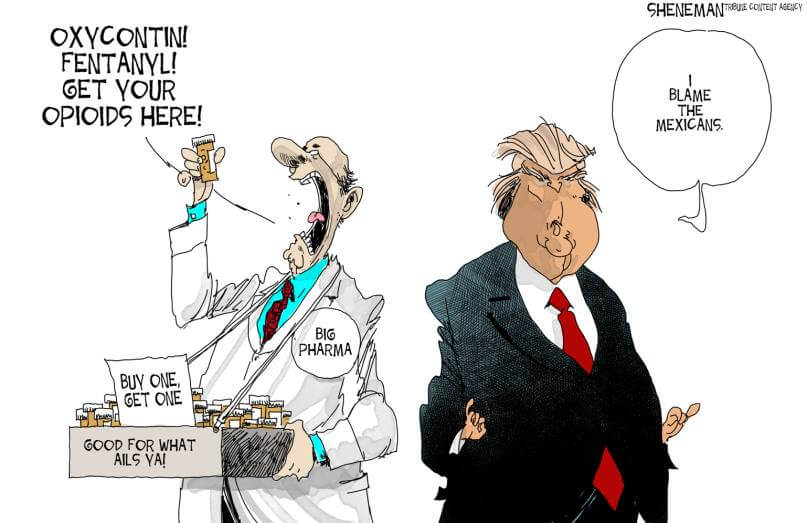 Trump drug companies cartoon