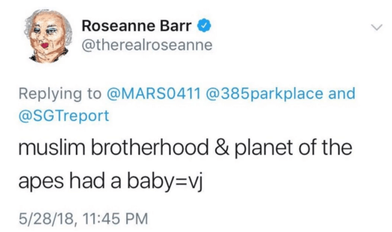 Screenshot Roseanne Barr tweet