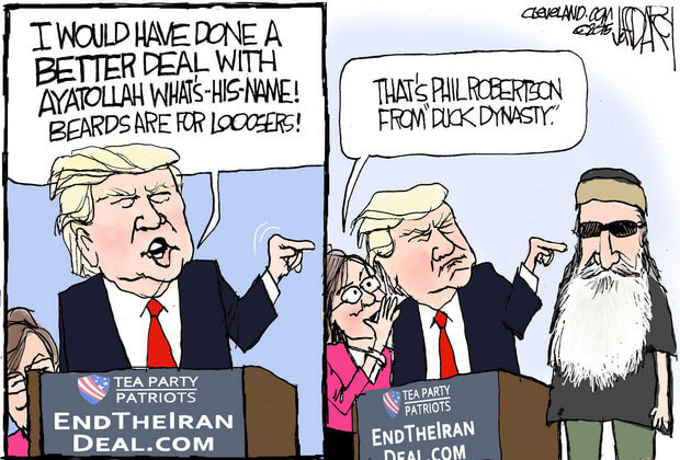 Trump thinks he can make a better Iran deal cartoon