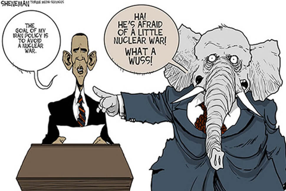 GOP Warmongers so oppose Iran deal cartoon