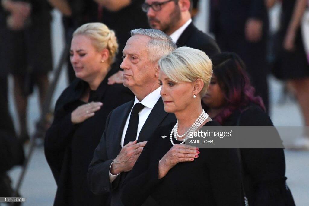 (L-R) Meghan McCain, James Mattis, Cindy McCain, Andrew Joint Base