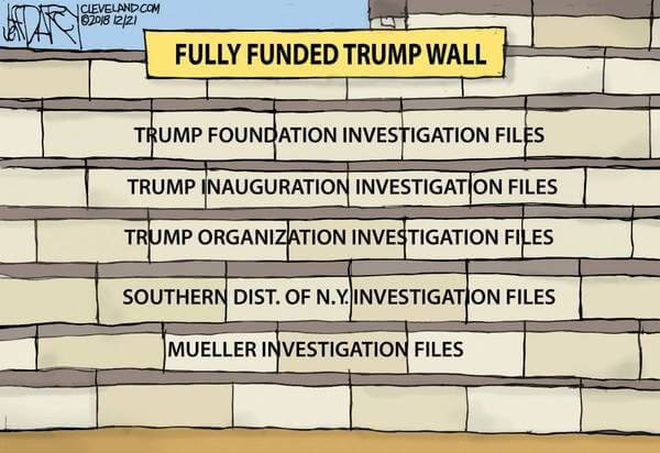 Cartoon: Wall built of investigations into Trump