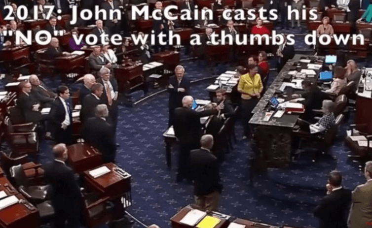 John McCain casts "no" vote to prevent Obamacare being stopped