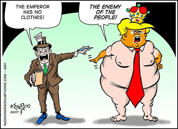 Cartoon: The emperor with no clothes vs The enemy of the people