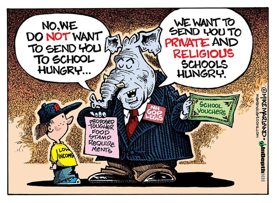 Cartoon: Republican agenda for private and religious schools