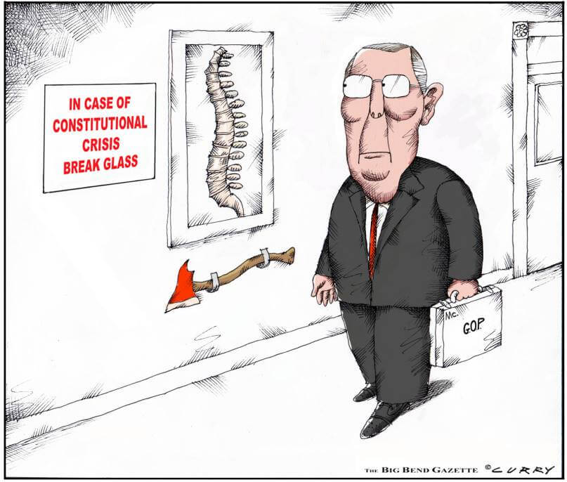 Cartoon inferring GOP politicians are spineless