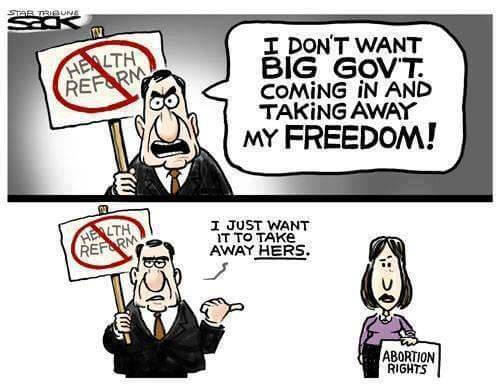 Cartoon Freedom from Big Government only for men