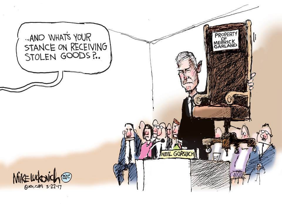 Cartoon: Gorsuch stealing Garland's SCOTUS seat