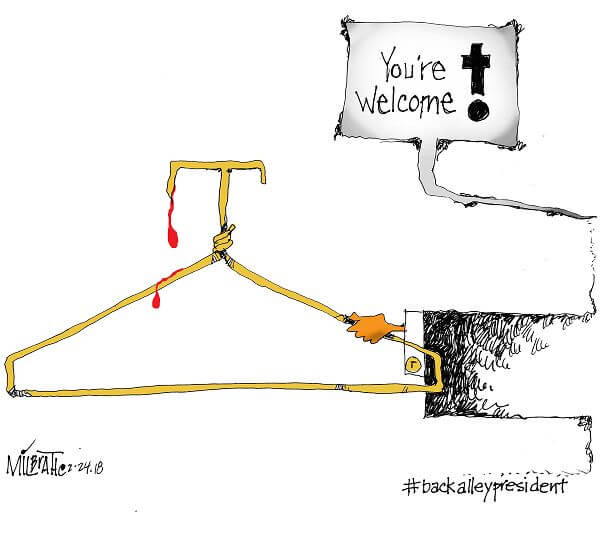 Cartoon: Bloody coat-hanger.